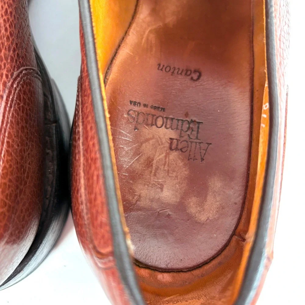 Allen Edmonds Canton Oxford Shoes  Pebble Leather Split Toe 11.5 D Vibram Sole